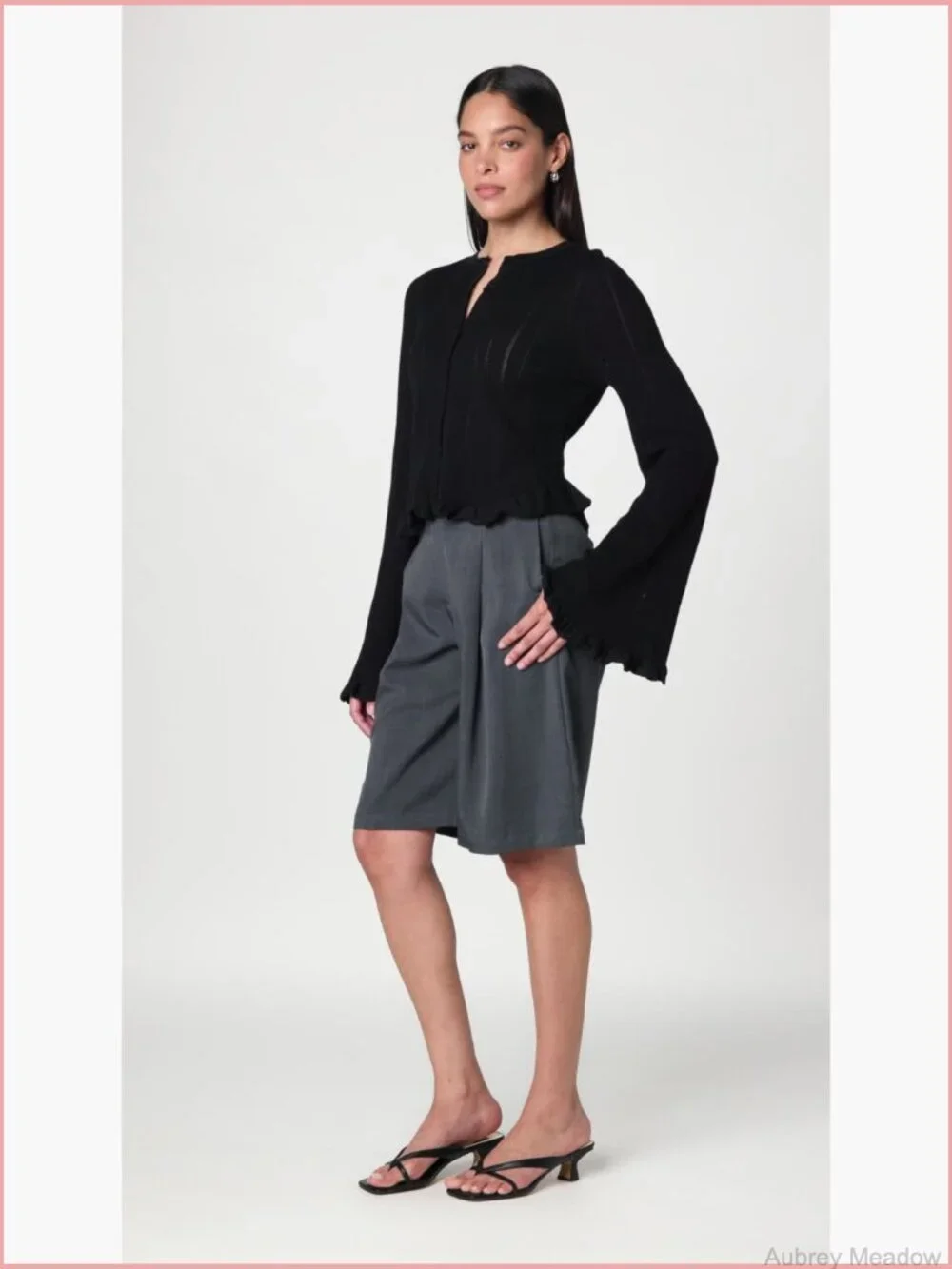 Striped Cotton Cardigan with Flared Sleeves - Spring/Summer